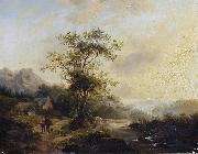 Andreas Schelfhout Travellers on a country lane France oil painting artist